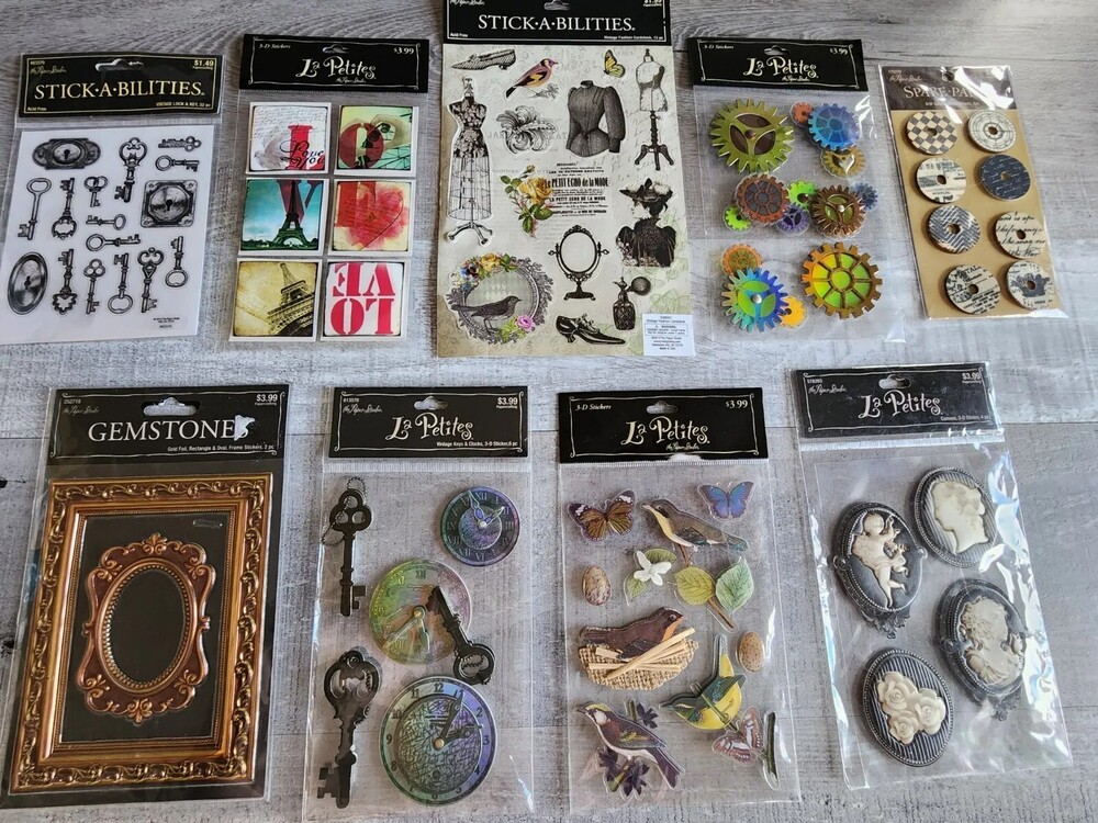 Scrapbook 3D Stickers LOT - Steam Punk Emphora Timeless Victorian Retired NEW 34